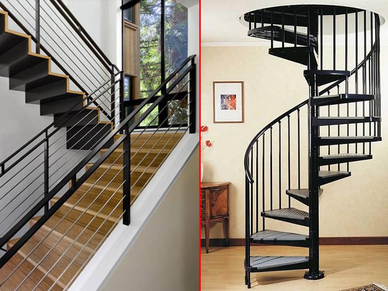 Cầu thang bằng sắt sử dụng trong không gian gia đình. Ảnh Internet